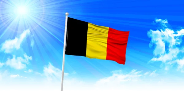 Bélgica Bandera cielo fondo — Vector de stock